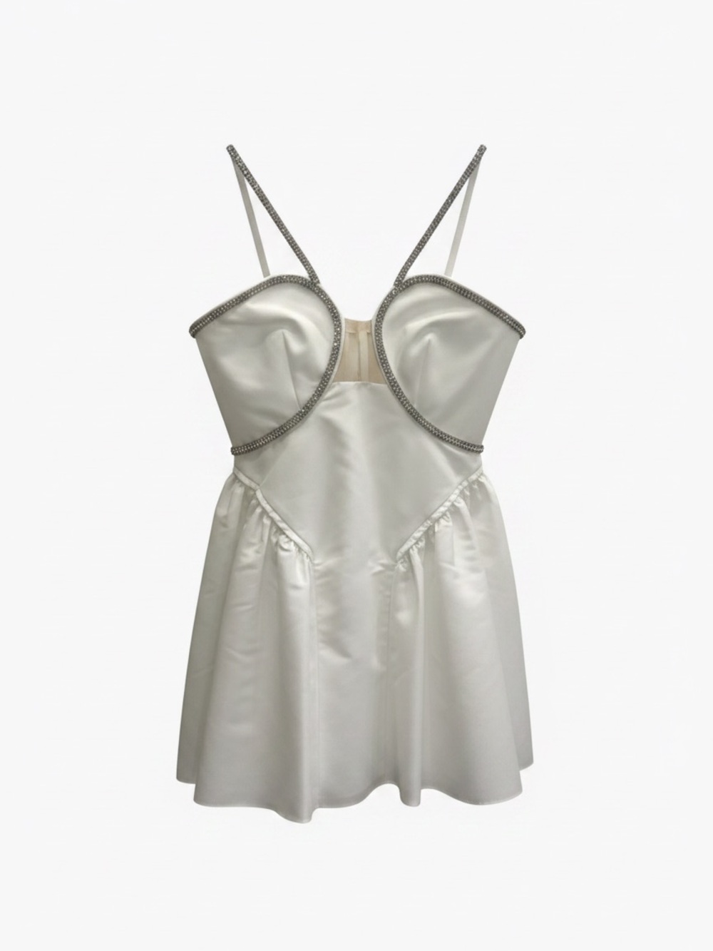 Self-Portrait White Taffeta Flared Mini Dress